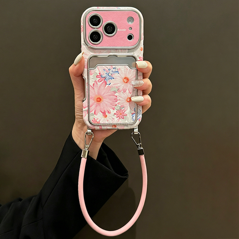 Pink Floral Faux Leather Textu - Phone Bag Crossbody review and price