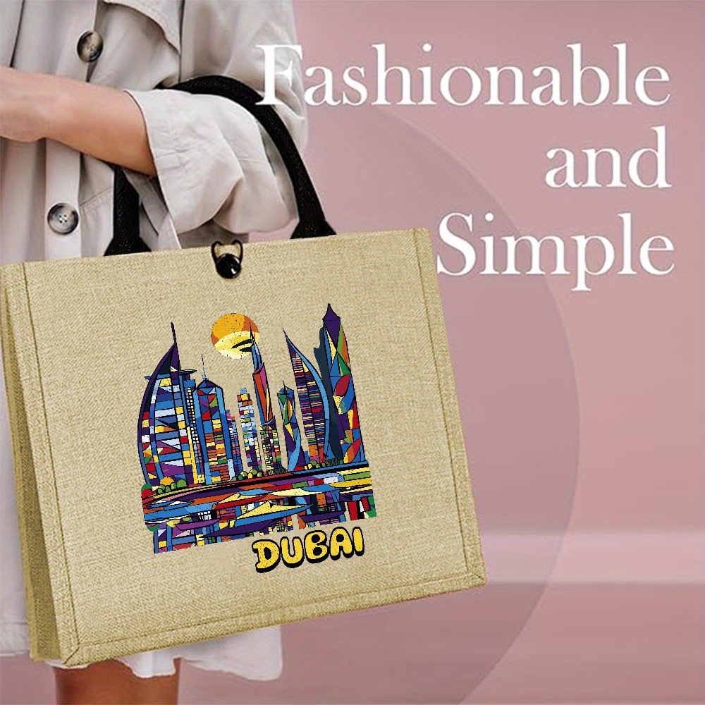 Hot Sale Skyline Printed Linen - Women Bags Uae review and price