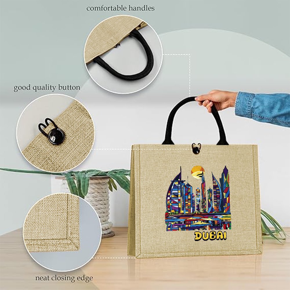 Hot Sale Skyline Printed Linen - Women Bags Uae review and price