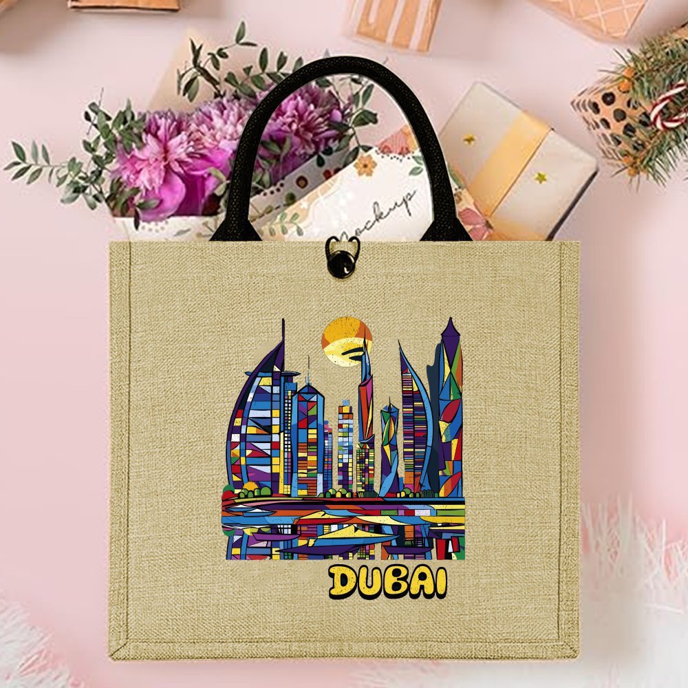 Hot Sale Skyline Printed Linen - Women Bags Uae review and price